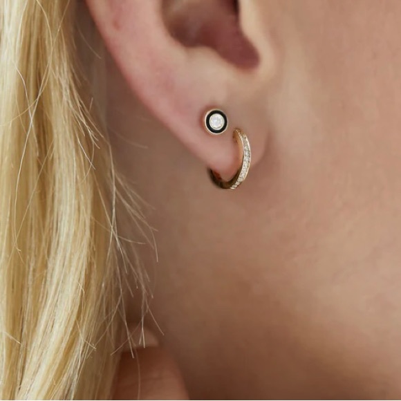 Sydney Evans Diamond 14k Yellow gold Diamond Huggies hoops $1320 - Picture 2 of 6